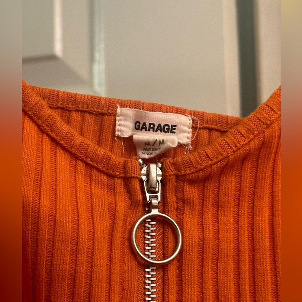 Garage Orange Ribbed Zip-Front Cami - Picture 3 of 5